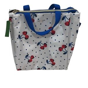 Kate Spade Lunch Bag Cherry Print Polka Dot Zip Top Cute Small Tote NWT